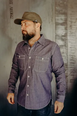 10oz Organic Chambray Work Shirt - Navy Blue IHSH-363-NAV