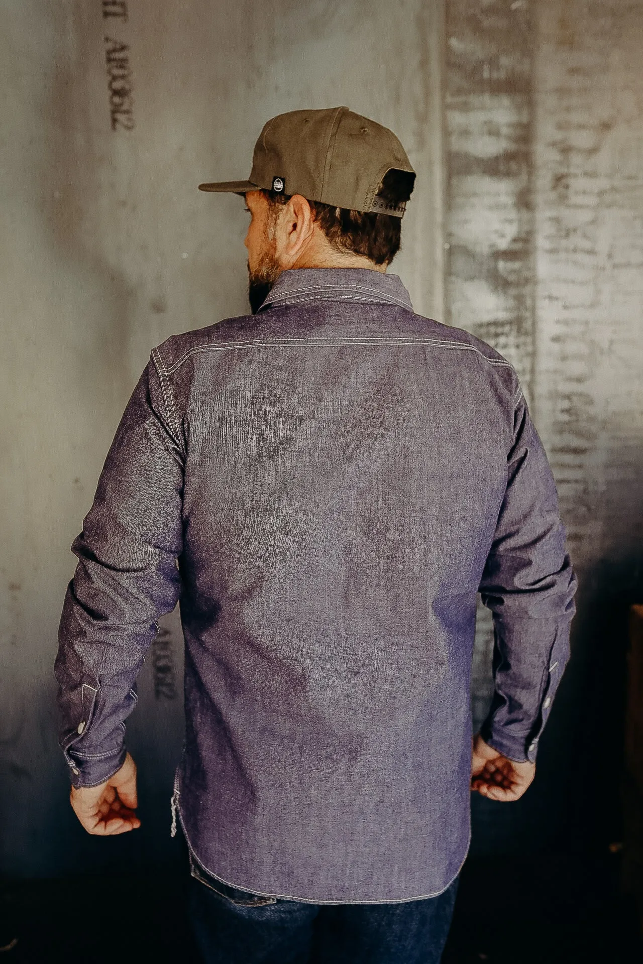 10oz Organic Chambray Work Shirt - Navy Blue IHSH-363-NAV