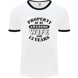 13th Wedding Anniversary 13 Year Funny Wife Mens Ringer T-Shirt