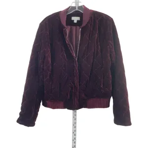 14th & Union Women's Maroon Red Quilted Velvet Bomber Jacket M - Preowned