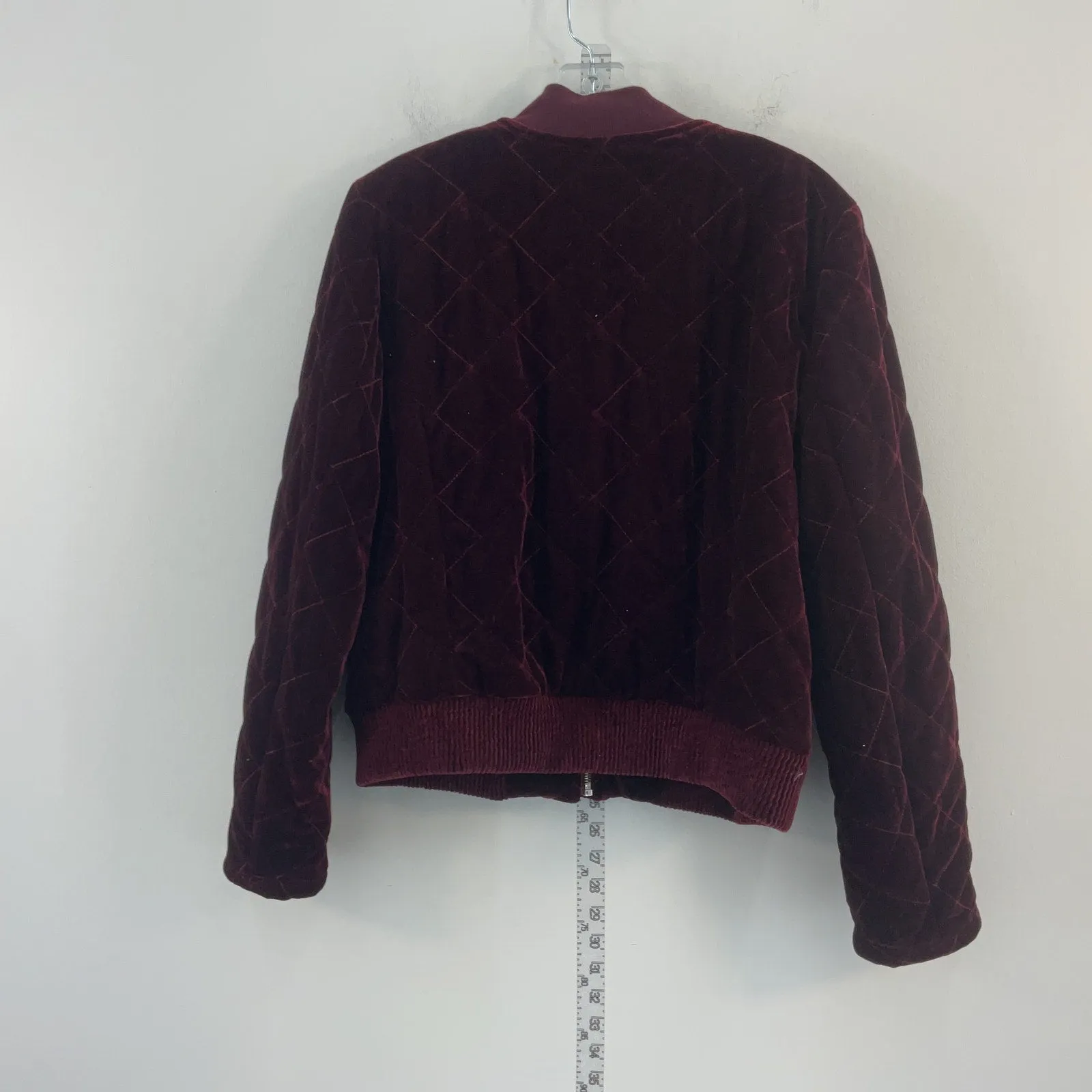 14th & Union Women's Maroon Red Quilted Velvet Bomber Jacket M - Preowned