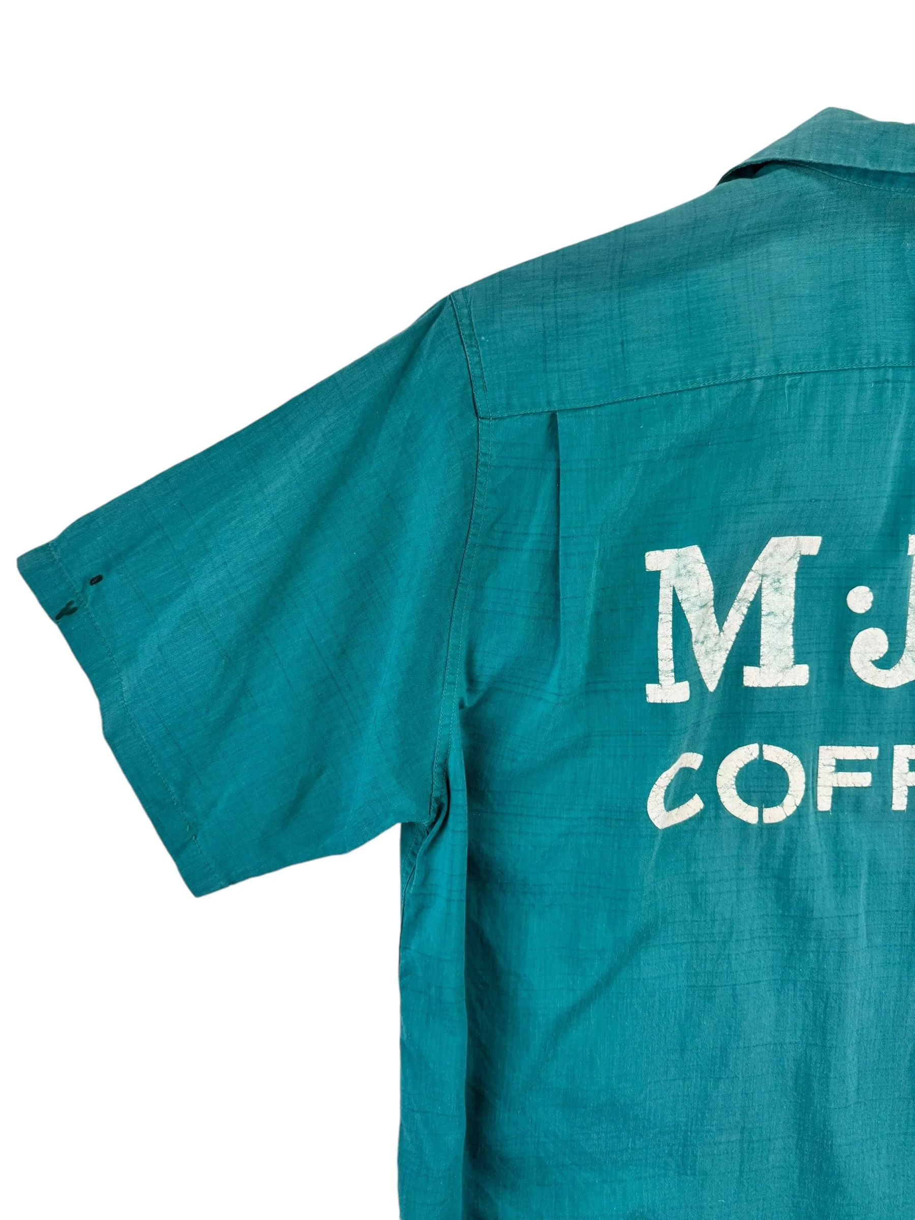 1950s Hale Niu MJB Coffee Hawaiian Grocery Bowling Shirt M