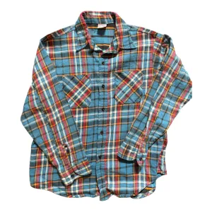 1970s JC Penney Big Mac Blue Plaid Flannel Shirt