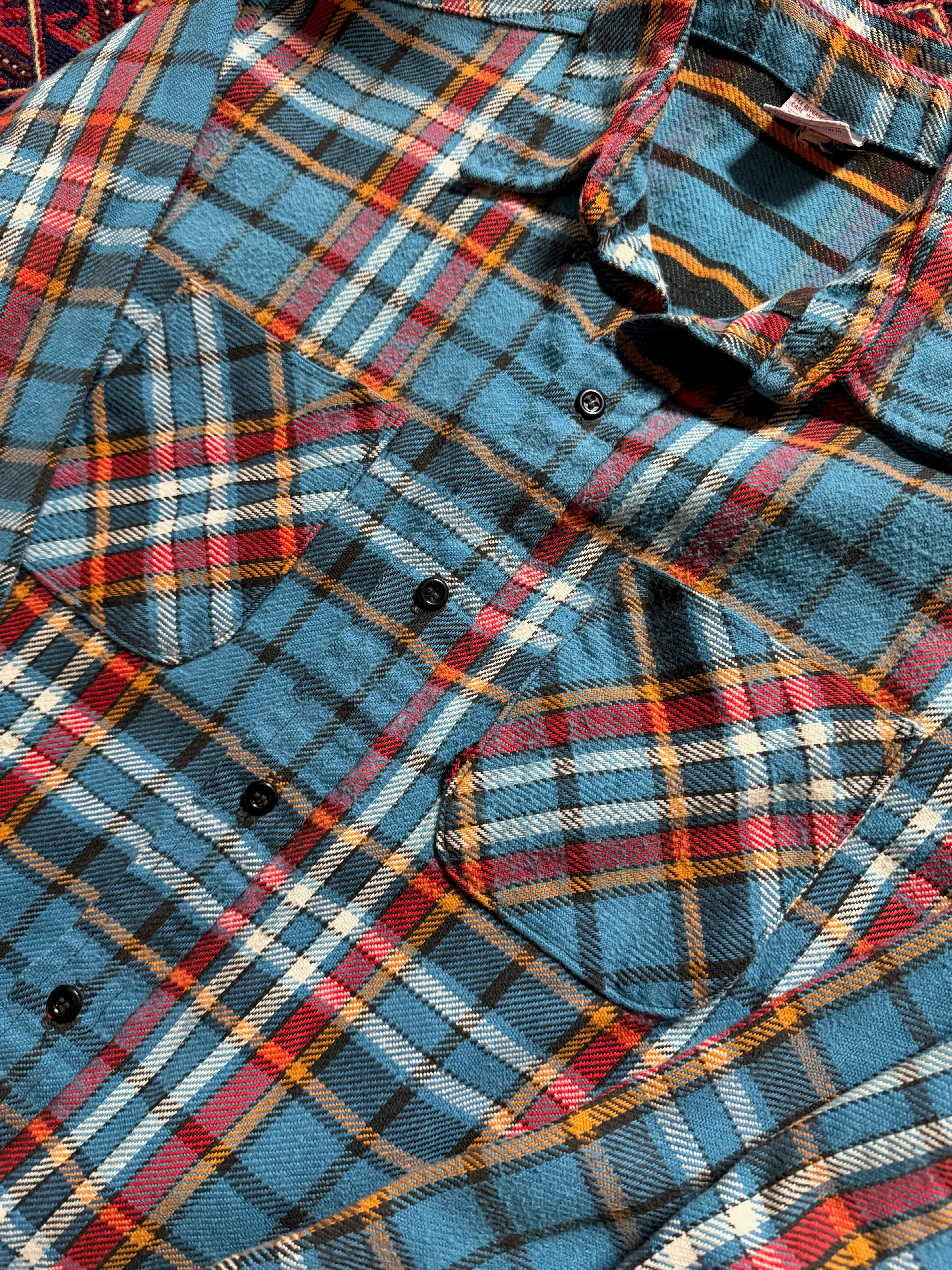 1970s JC Penney Big Mac Blue Plaid Flannel Shirt