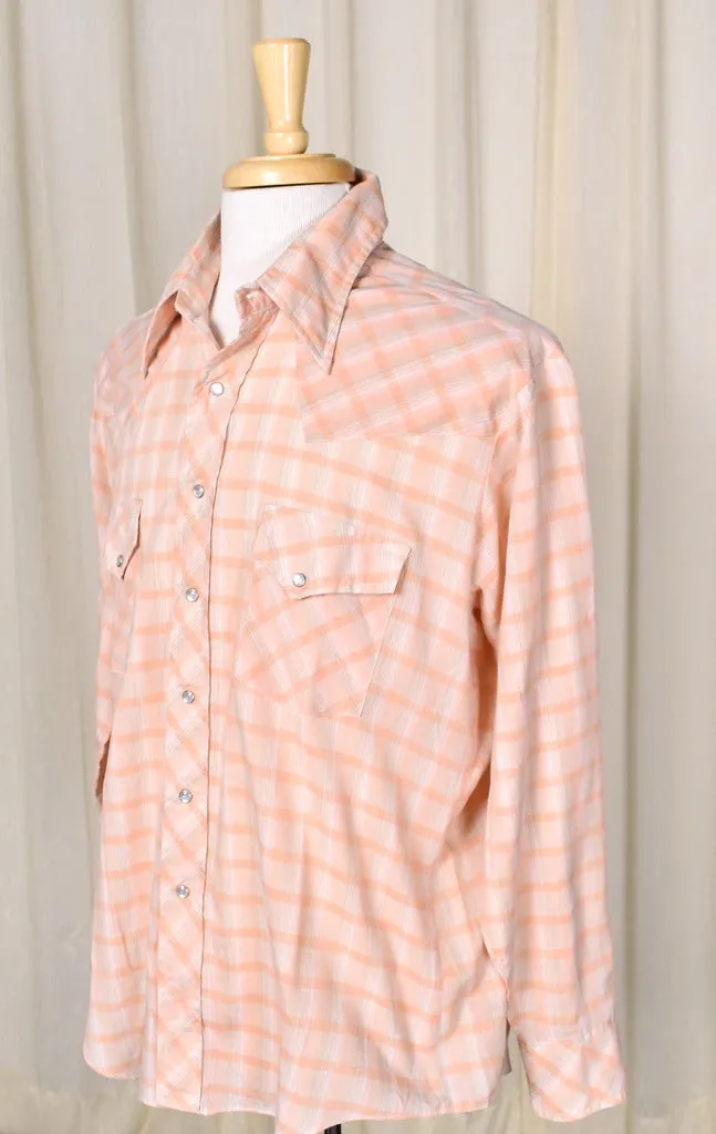 1970s Vintage Tan & Peach Western Shirt