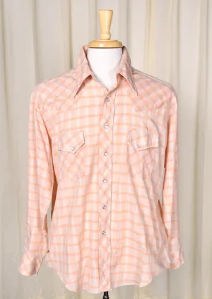 1970s Vintage Tan & Peach Western Shirt