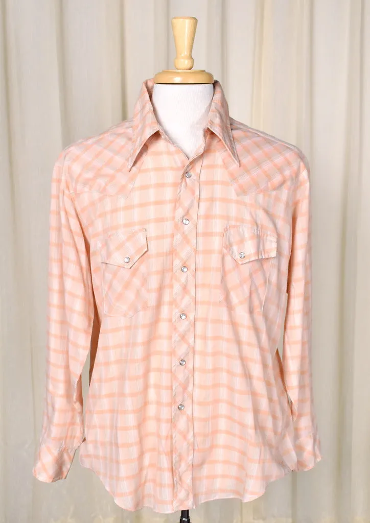 1970s Vintage Tan & Peach Western Shirt
