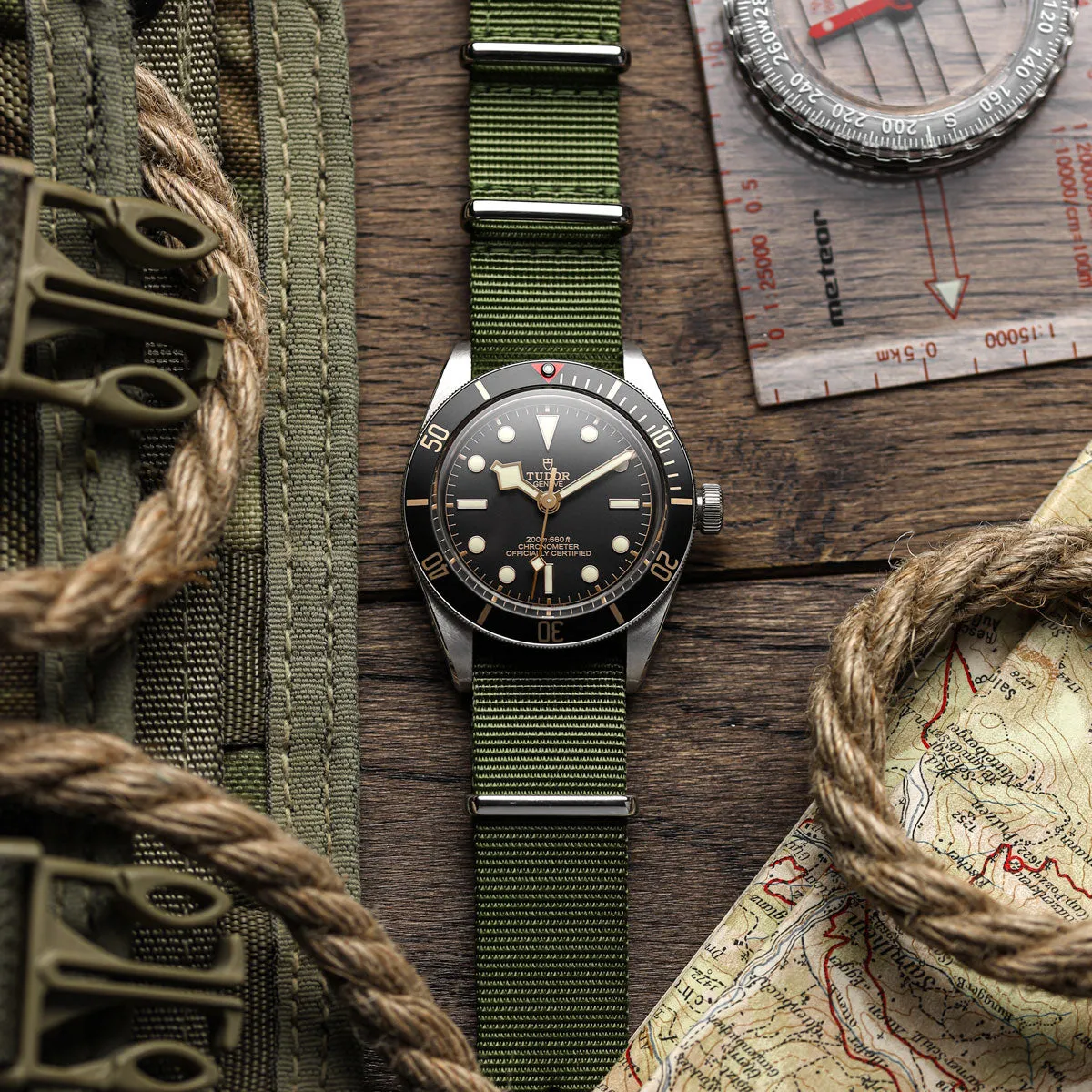 1973 British Military Watch Strap: CADET - Desert Sand, IP Black