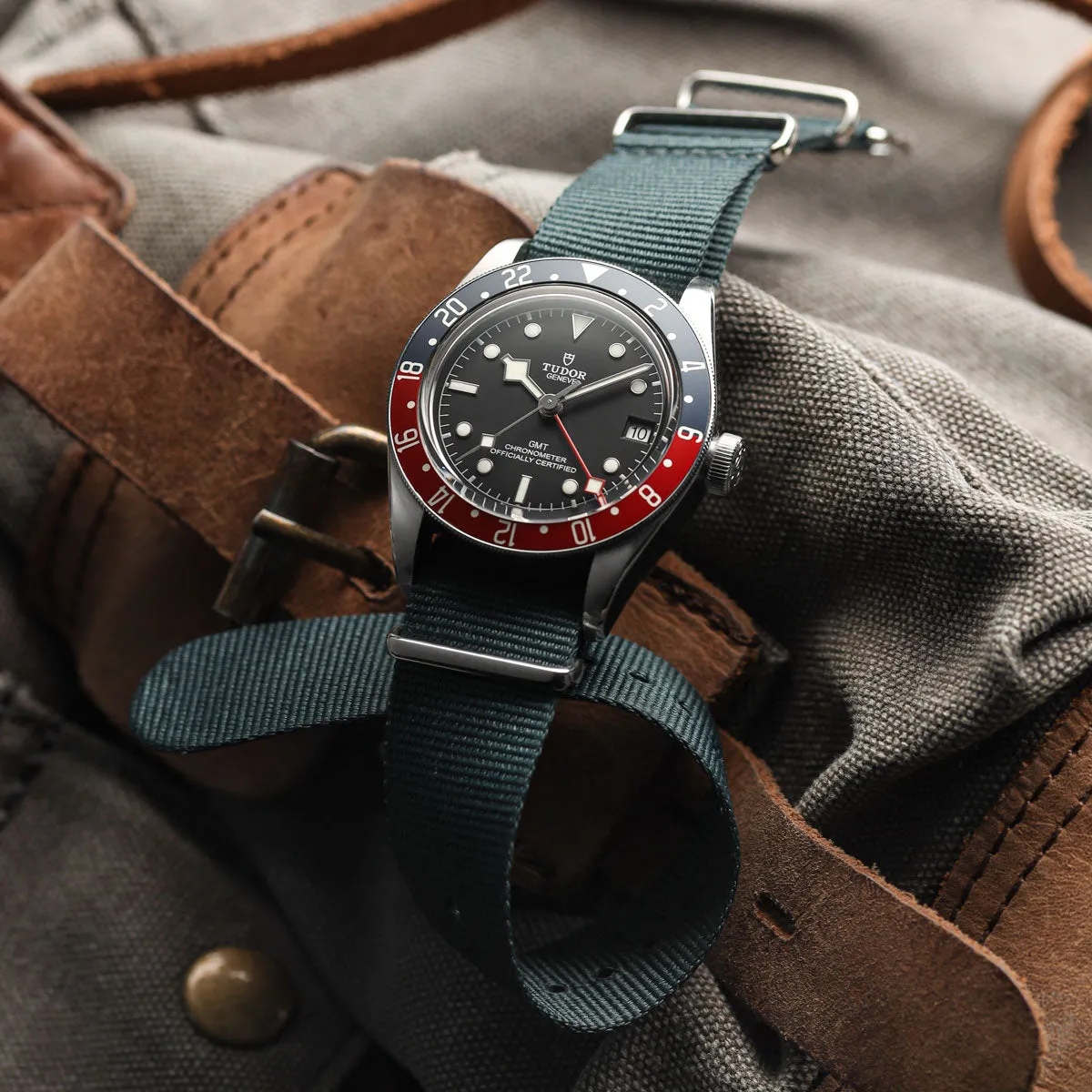 1973 British Military Watch Strap: CADET - Desert Sand, IP Black