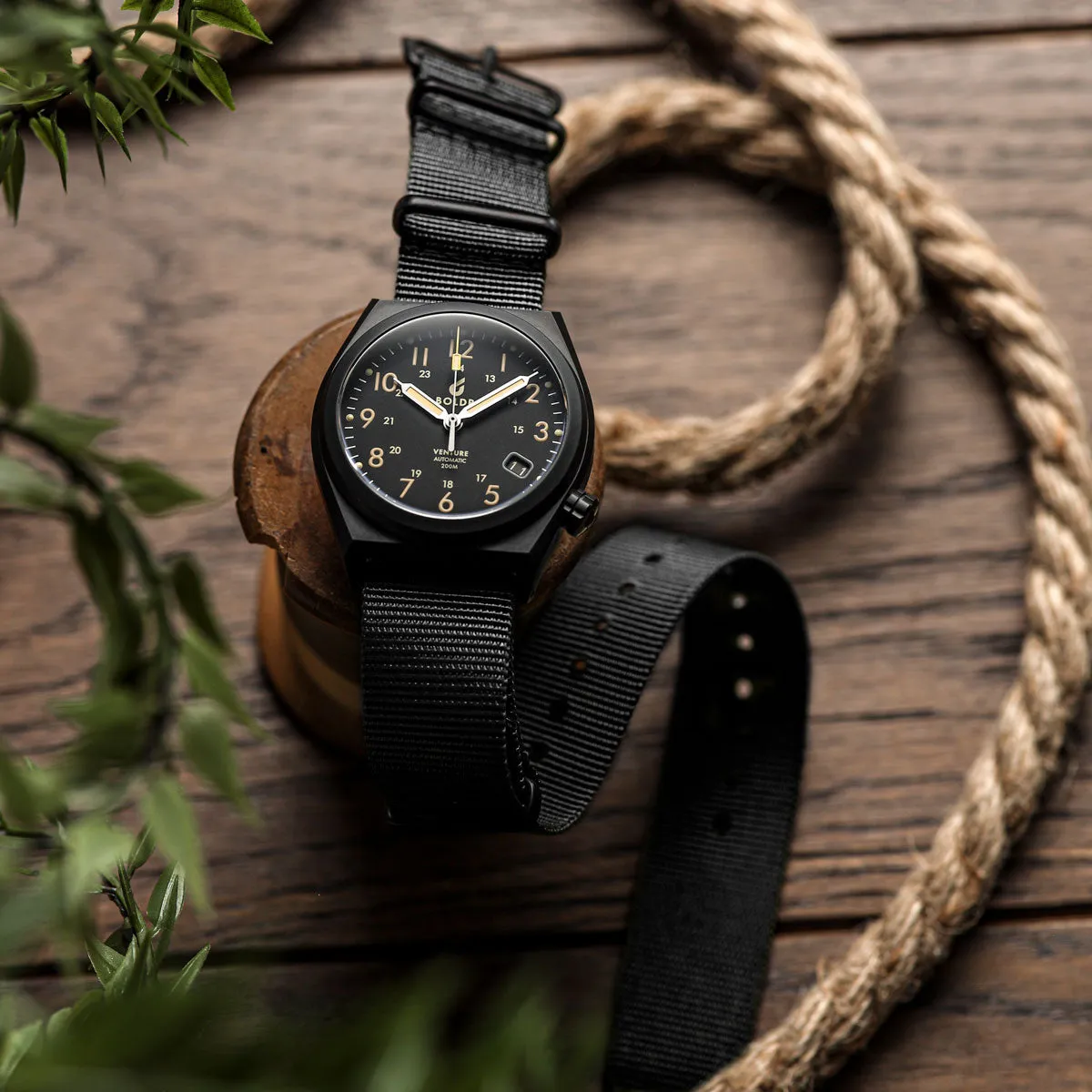 1973 British Military Watch Strap: CADET - Desert Sand, IP Black