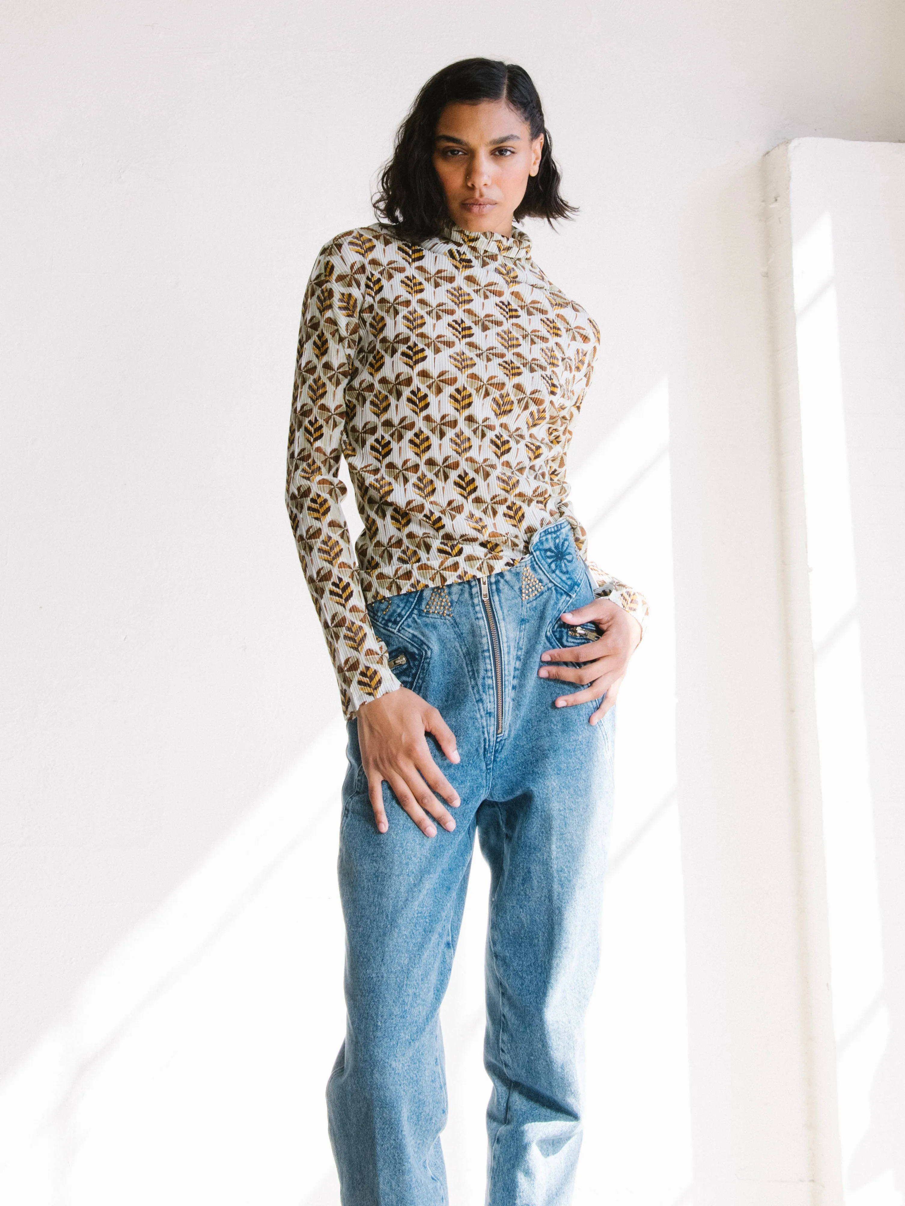 1980s High Waisted Studded Denim
