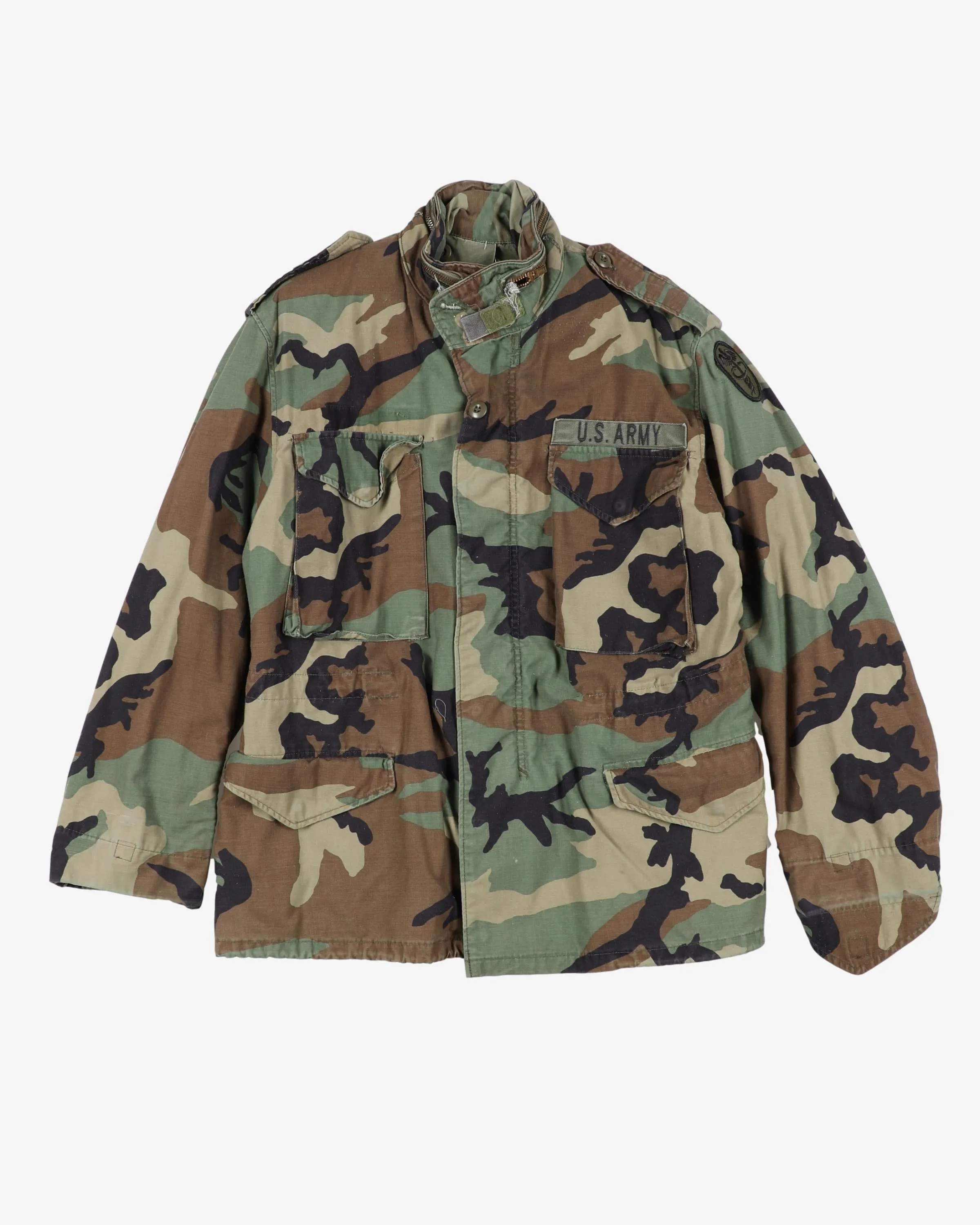 1983 Vintage US Army M81 Woodland M65 Cold Weather Field Jacket - Medium