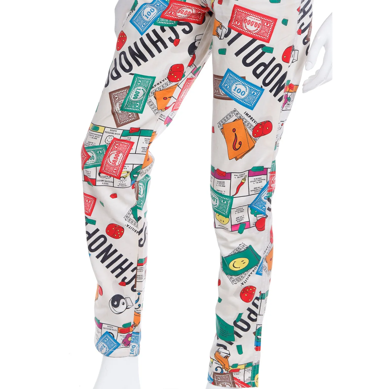 1990s Moschino Monopoly Theme Novelty Pants Moschinopoly Jeans