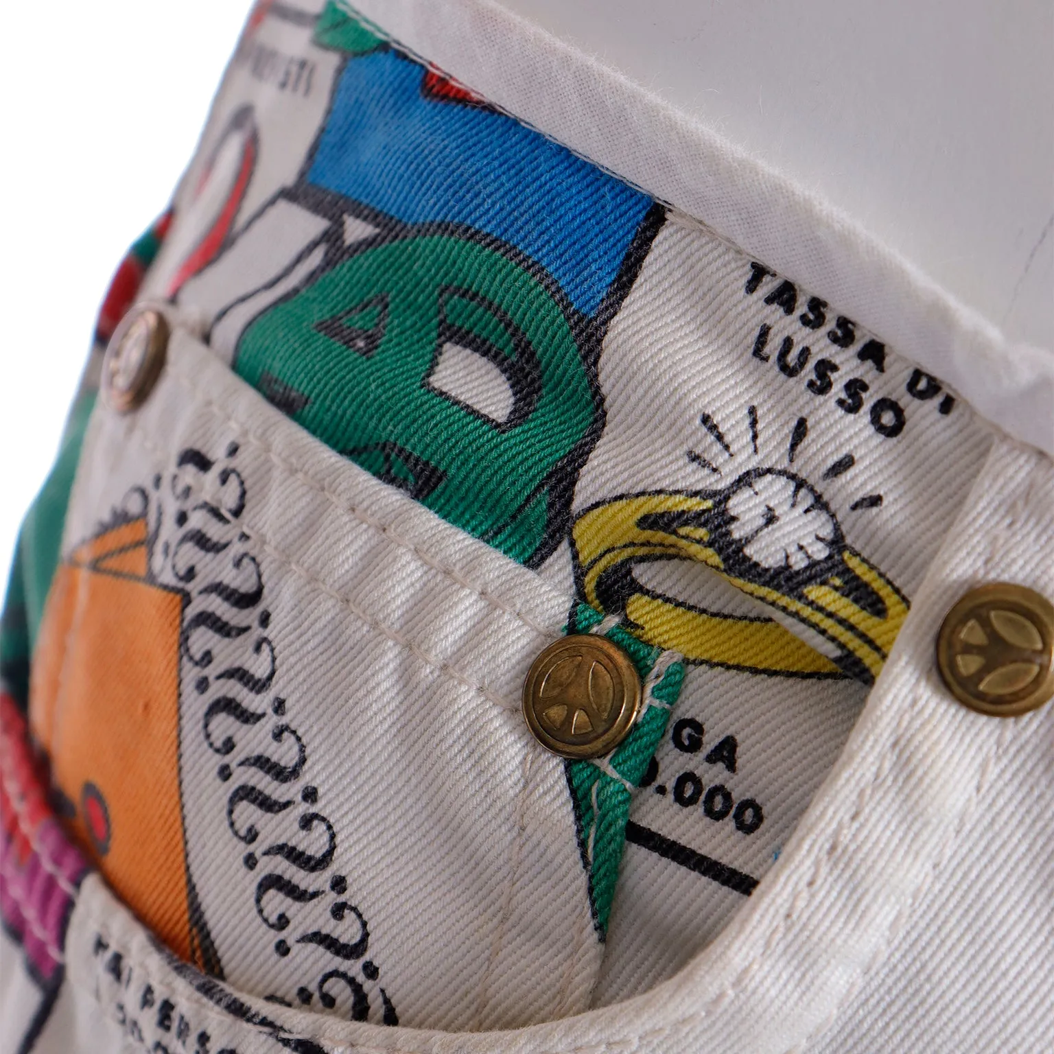 1990s Moschino Monopoly Theme Novelty Pants Moschinopoly Jeans