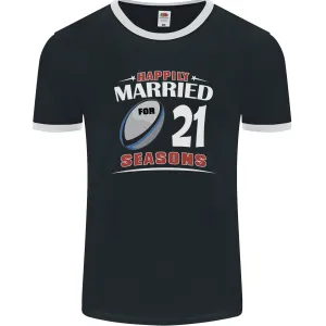 21 Year Wedding Anniversary 21st Rugby Mens Ringer T-Shirt FotL
