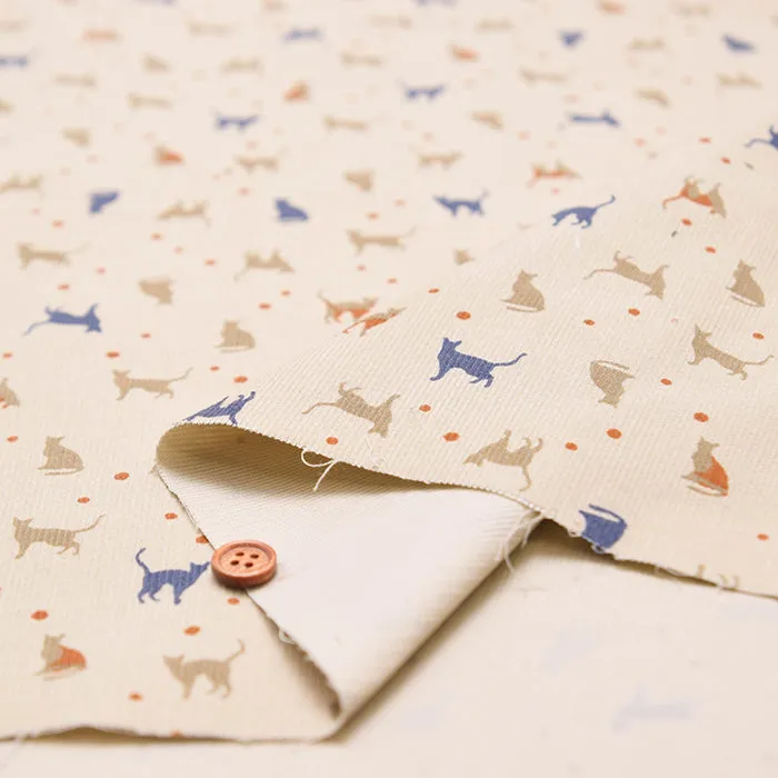 21W Cotton Corduroy Printed Fabric - Cat