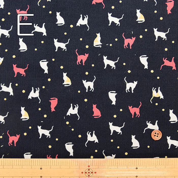 21W Cotton Corduroy Printed Fabric - Cat