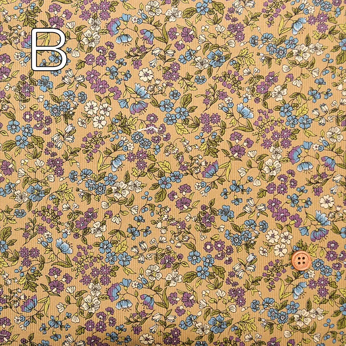 21W Cotton Corduroy Printed Fabric - Mini Flower