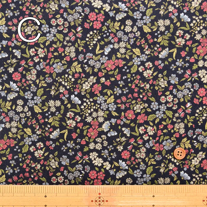 21W Cotton Corduroy Printed Fabric - Mini Flower