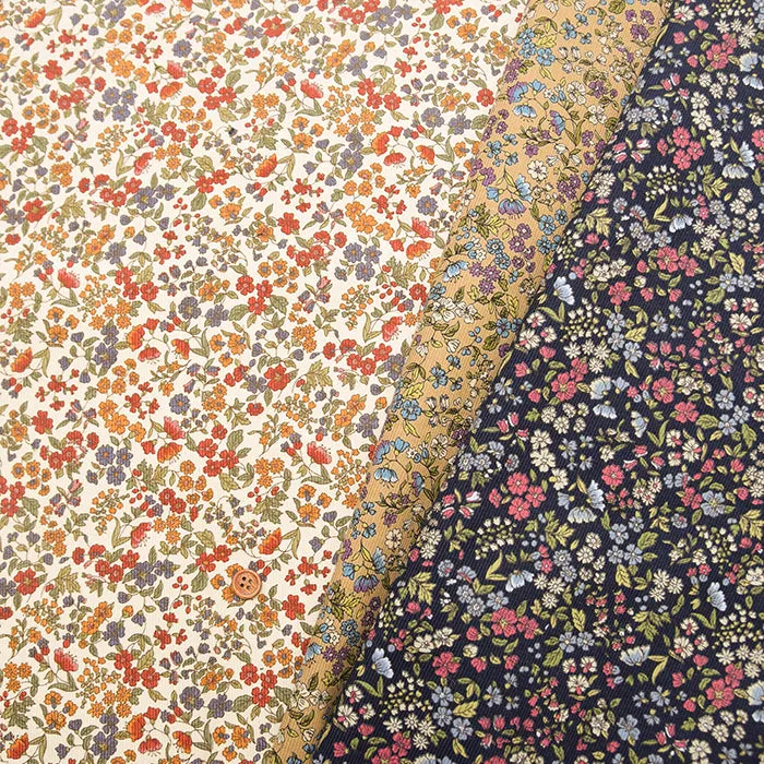 21W Cotton Corduroy Printed Fabric - Mini Flower