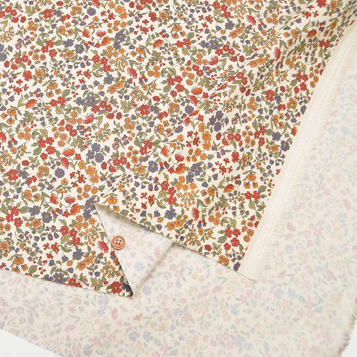 21W Cotton Corduroy Printed Fabric - Mini Flower
