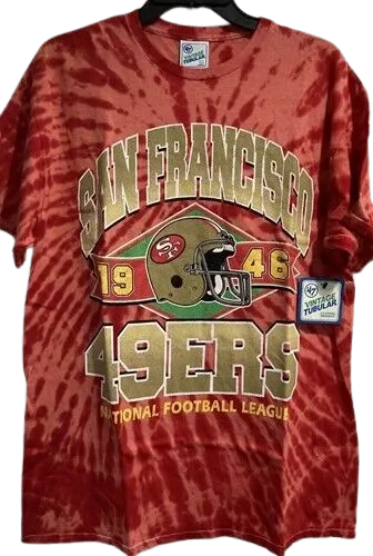 '47 Brand Men's San Francisco 49ers NFL Red Tie Dye Vintage Tubular Tee Shirt