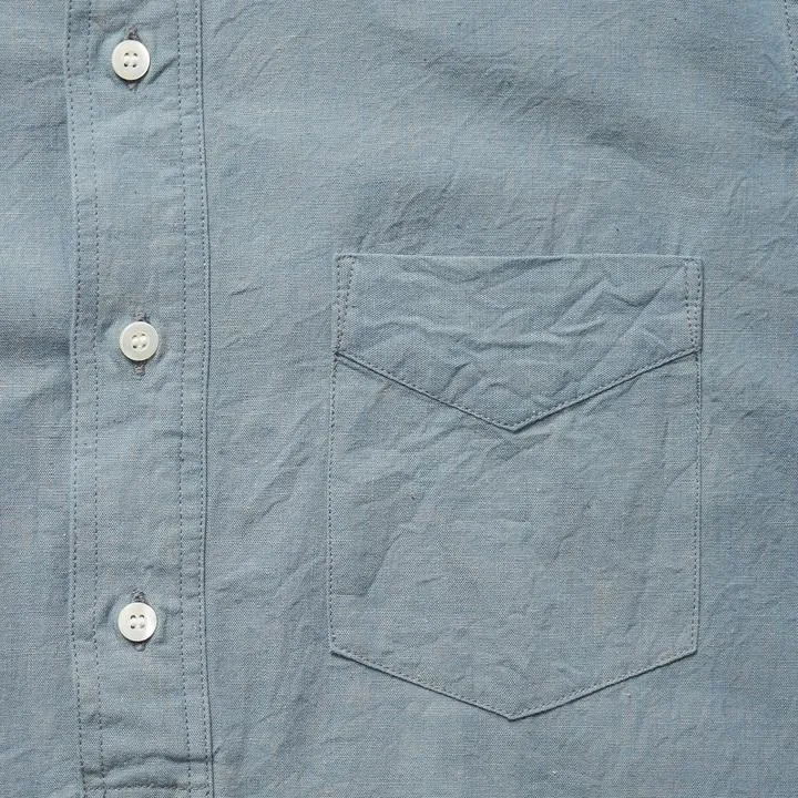 4900 - Round Collar Chambray Shirt - Blue