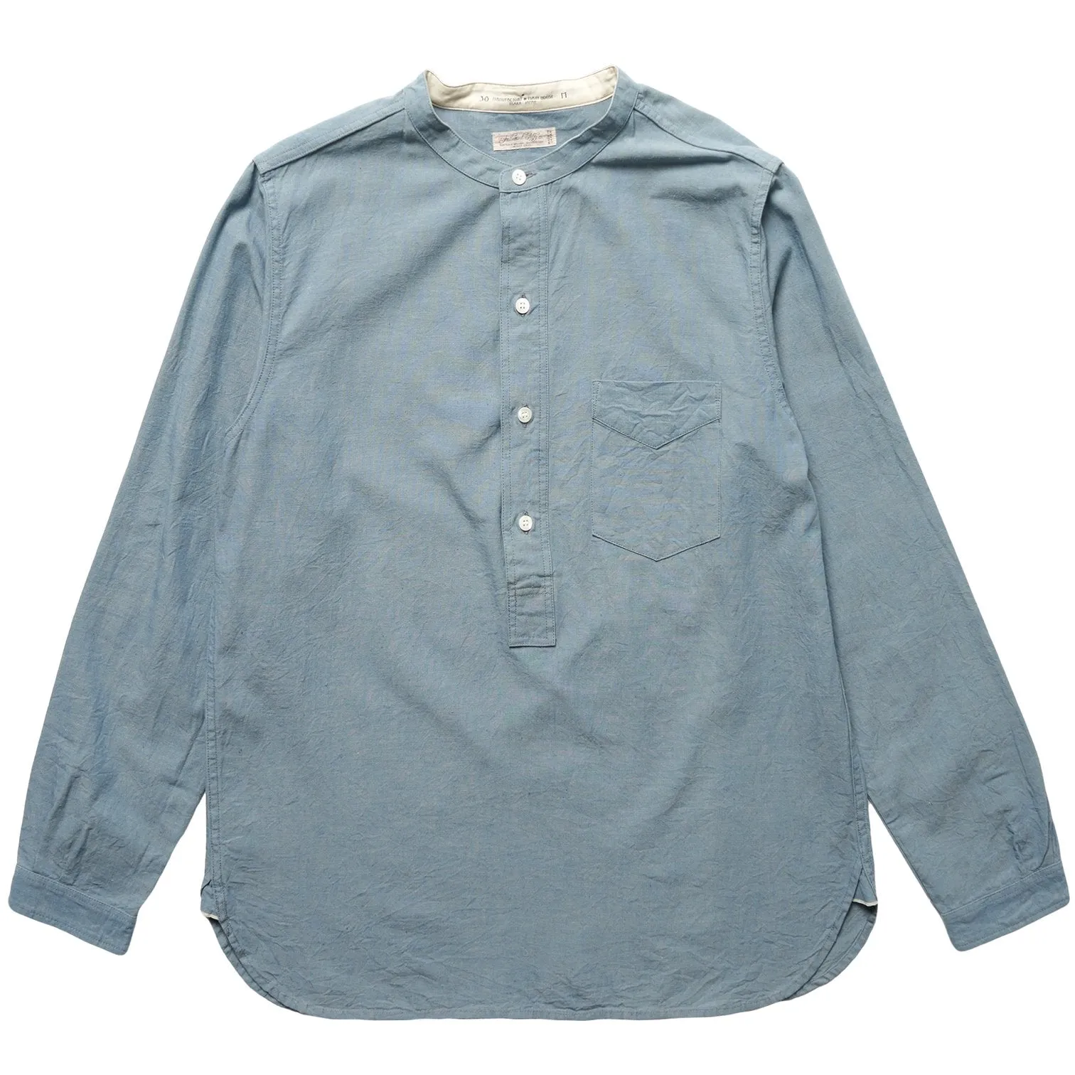 4900 - Round Collar Chambray Shirt - Blue
