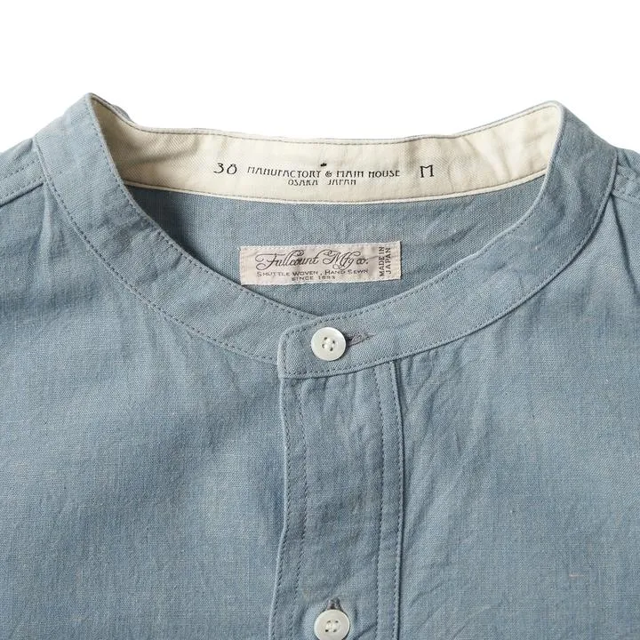 4900 - Round Collar Chambray Shirt - Blue