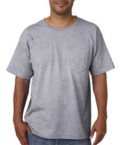 5070 Bayside Adult Short-Sleeve Cotton Tee with Pocket Dark Ash (90/10)