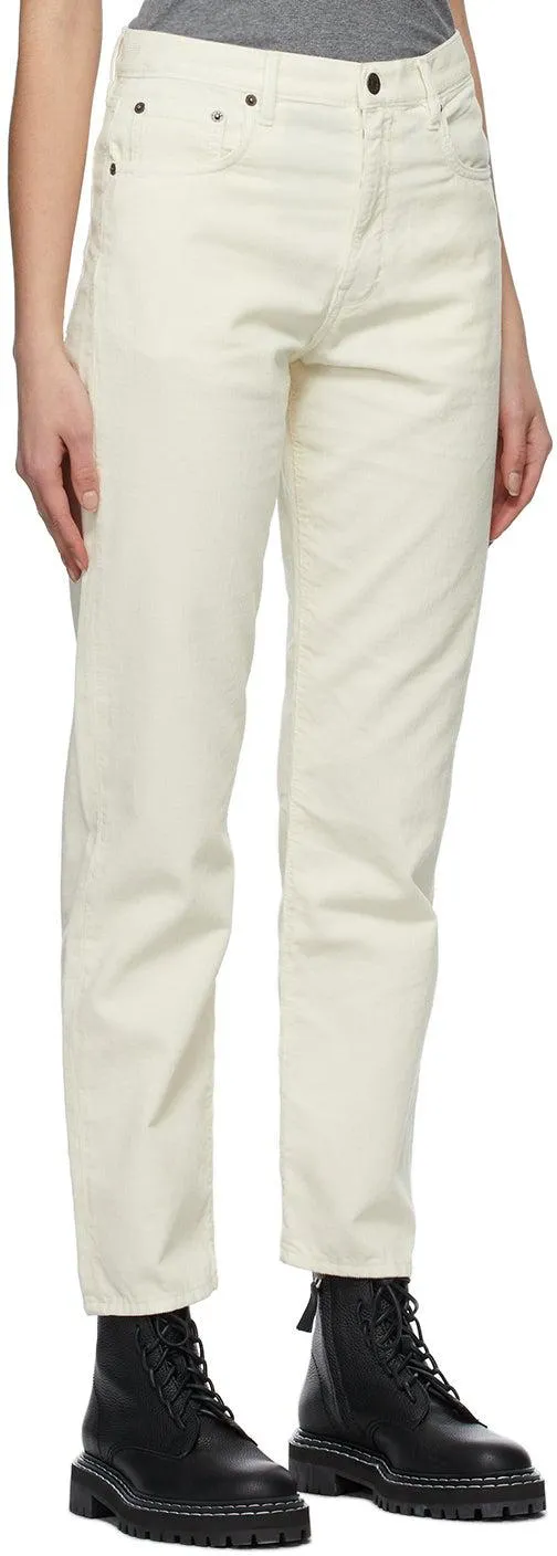 6397 Off-White Corduroy Easy-Fit Trousers