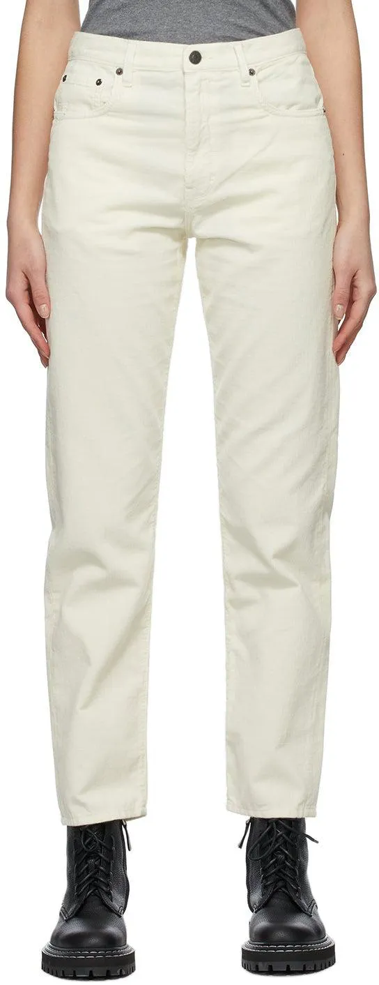 6397 Off-White Corduroy Easy-Fit Trousers