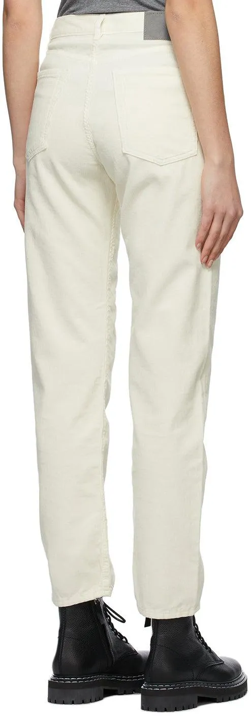 6397 Off-White Corduroy Easy-Fit Trousers