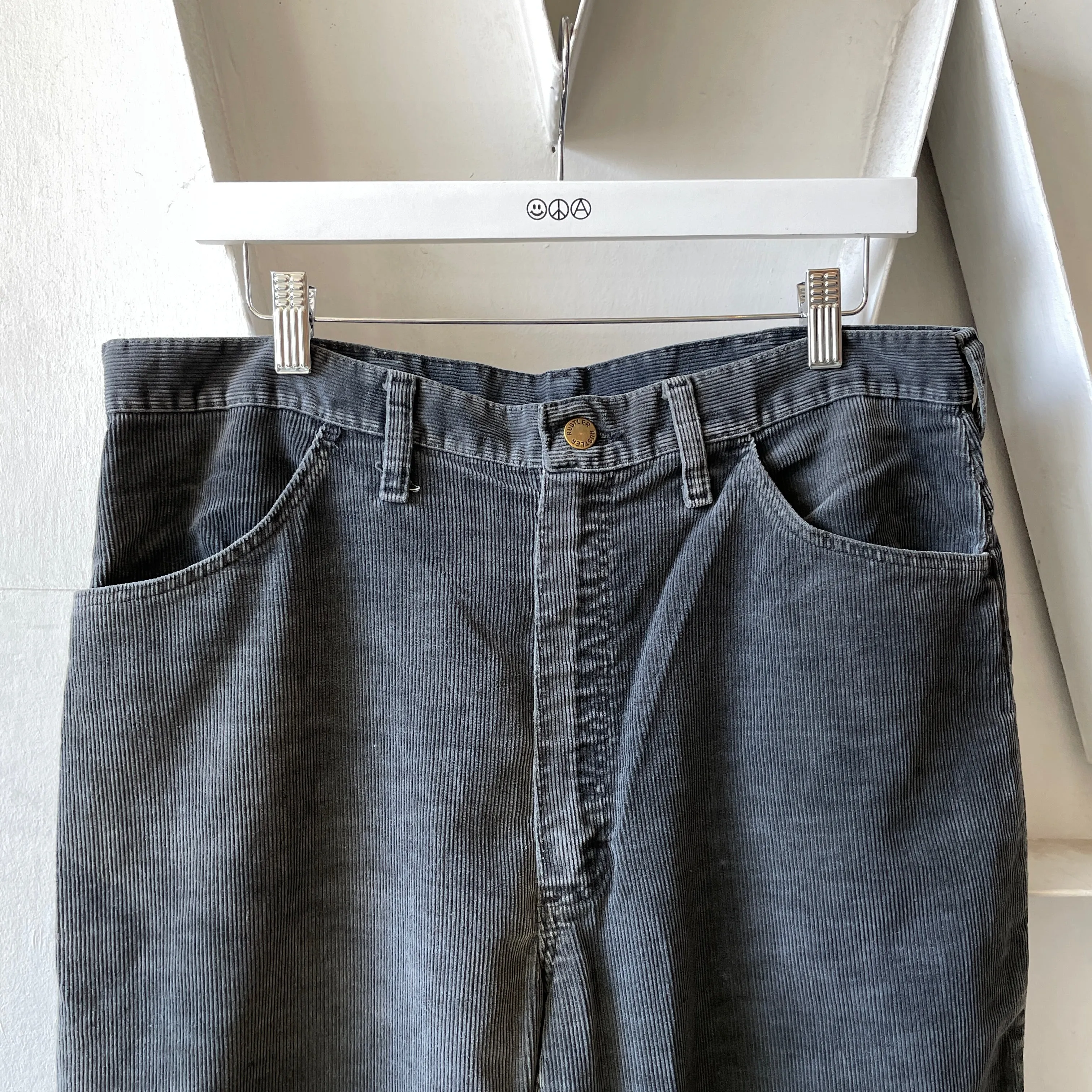 70’s Rustler Grey Straight Leg Cords - 33.5” x 31”