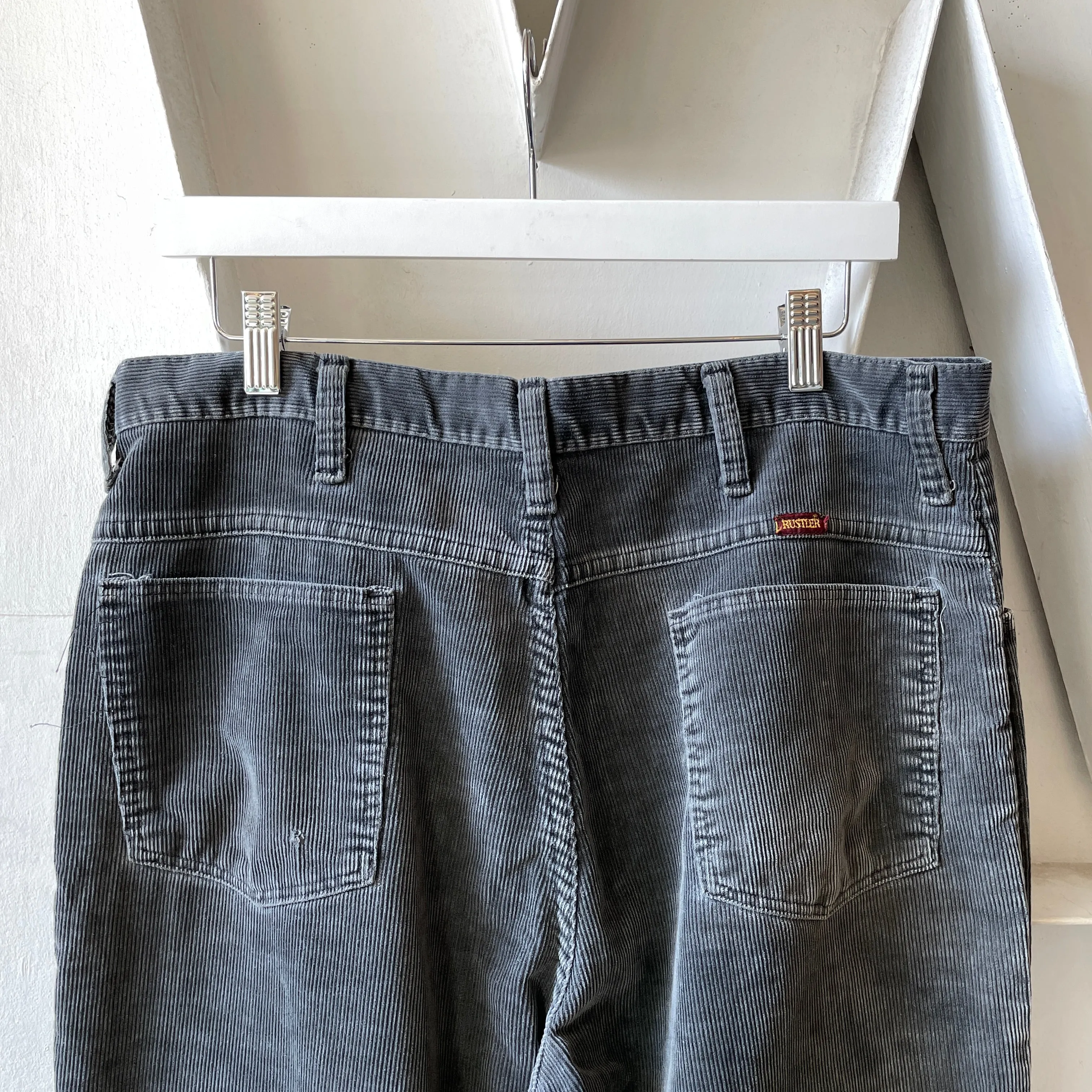 70’s Rustler Grey Straight Leg Cords - 33.5” x 31”