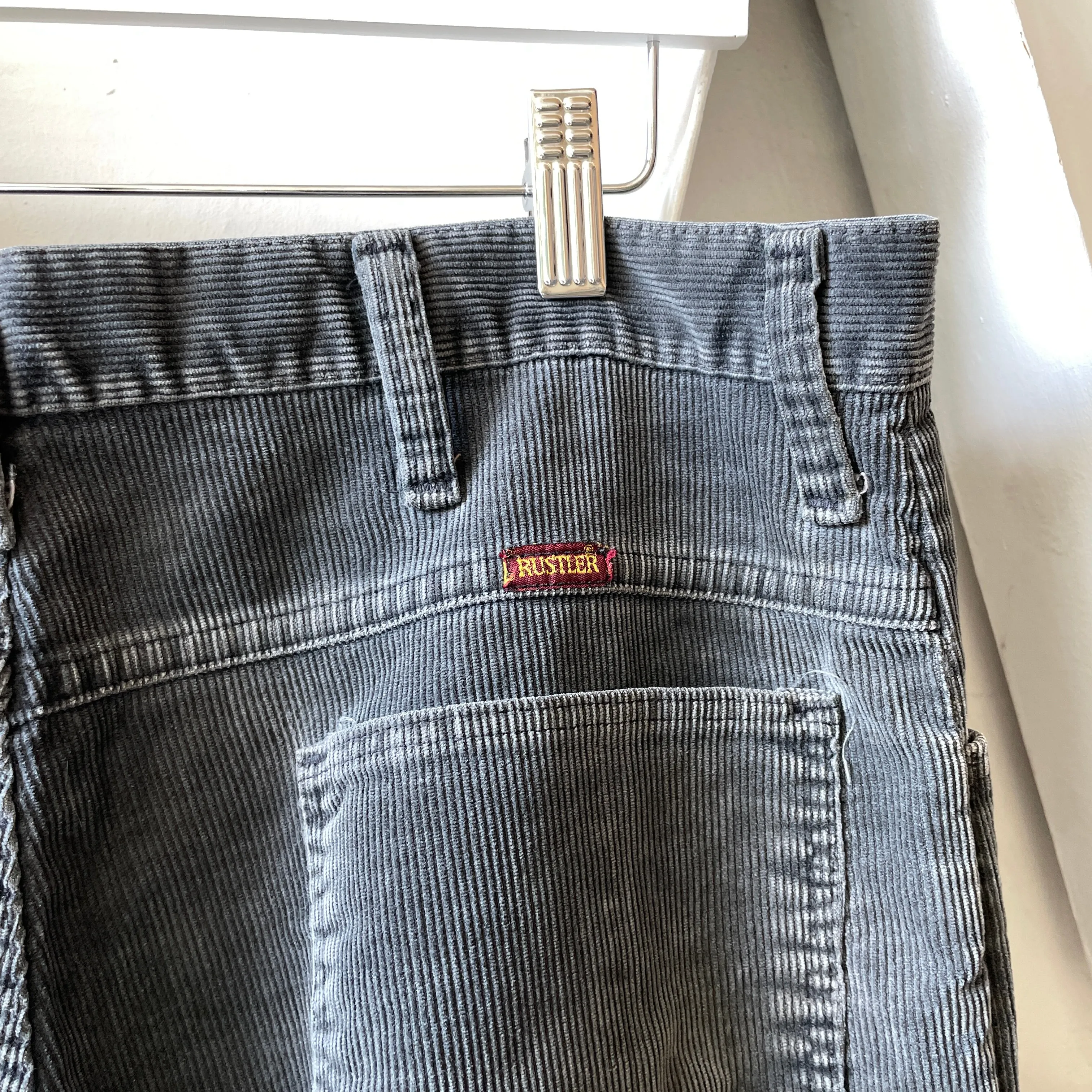 70’s Rustler Grey Straight Leg Cords - 33.5” x 31”