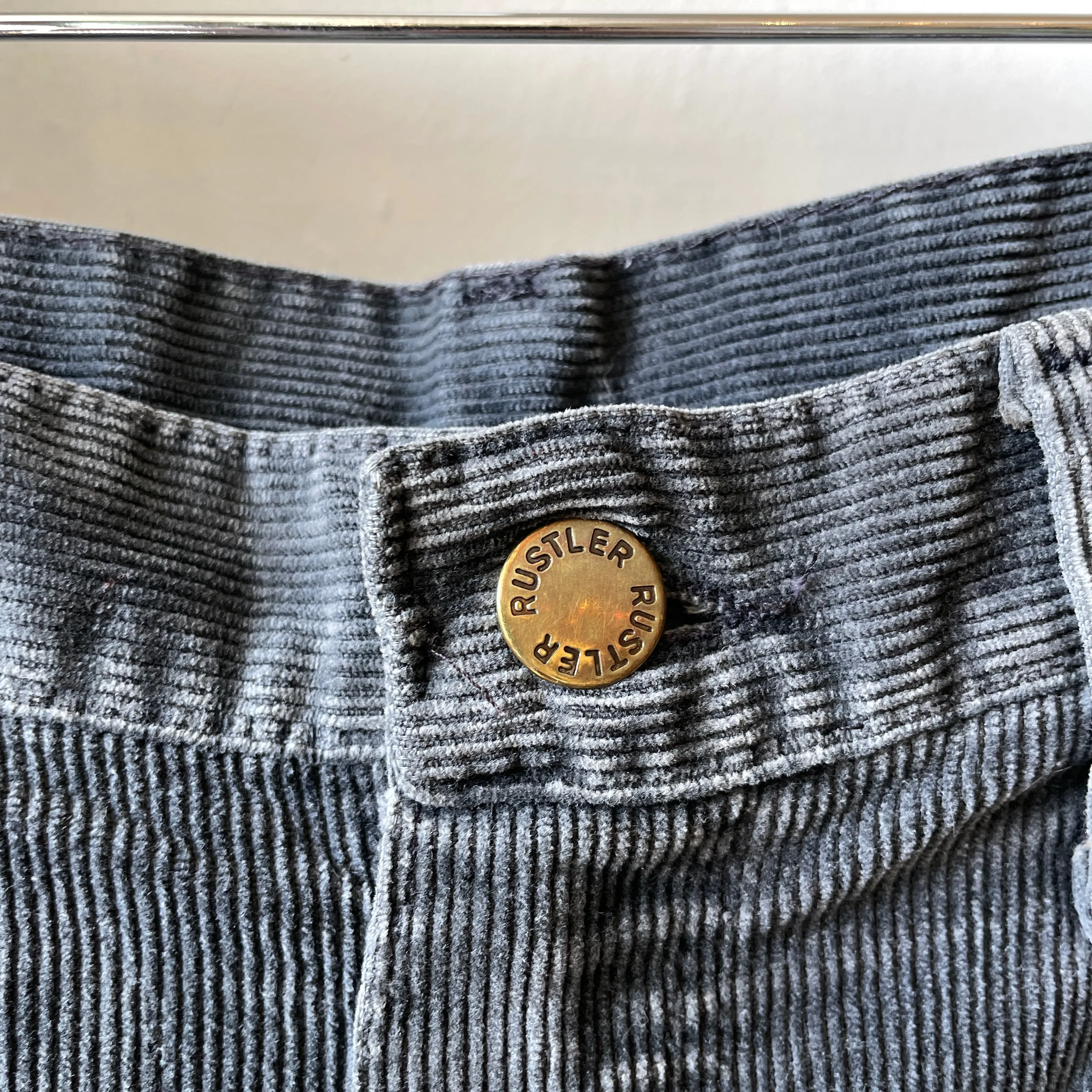70’s Rustler Grey Straight Leg Cords - 33.5” x 31”