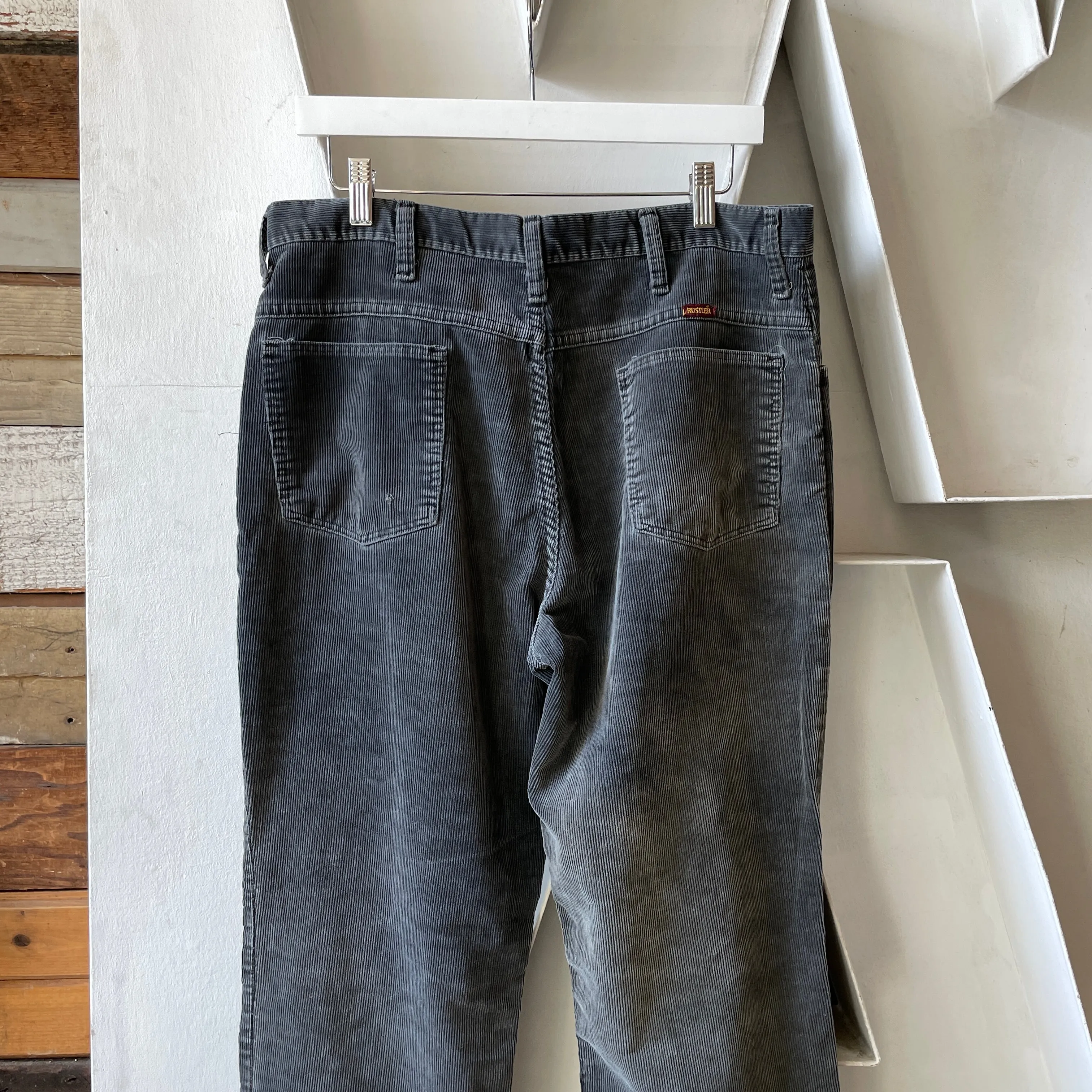 70’s Rustler Grey Straight Leg Cords - 33.5” x 31”