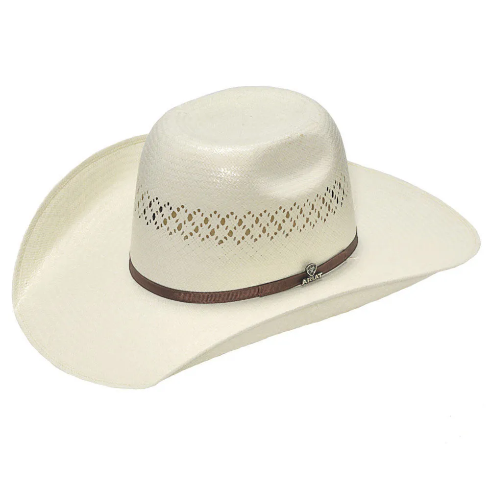 7.375 In Ariat Western Cowboy Hat Adult Shantung Vent 10X Natural