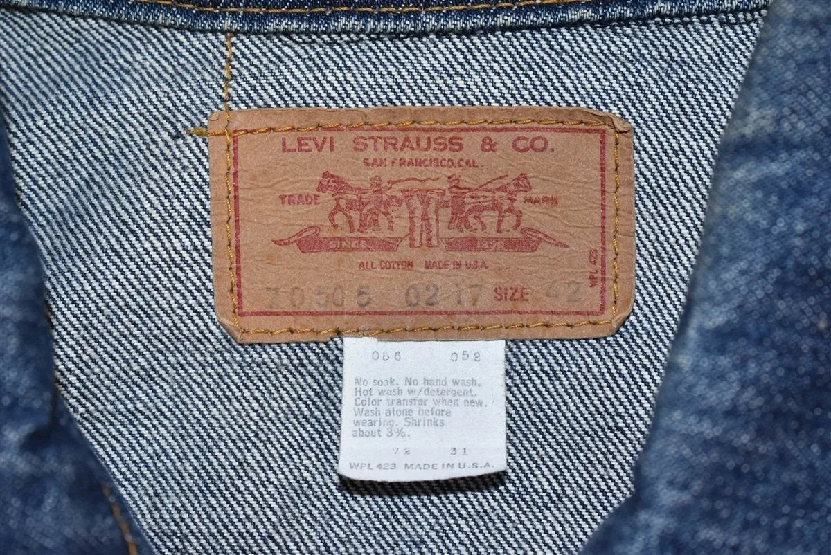 80s Levis Type 3 70505 Trucker Dark Denim Jacket Medium