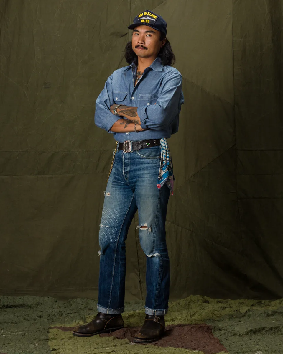 8HU Chambray Serviceman Shirt - Light Blue