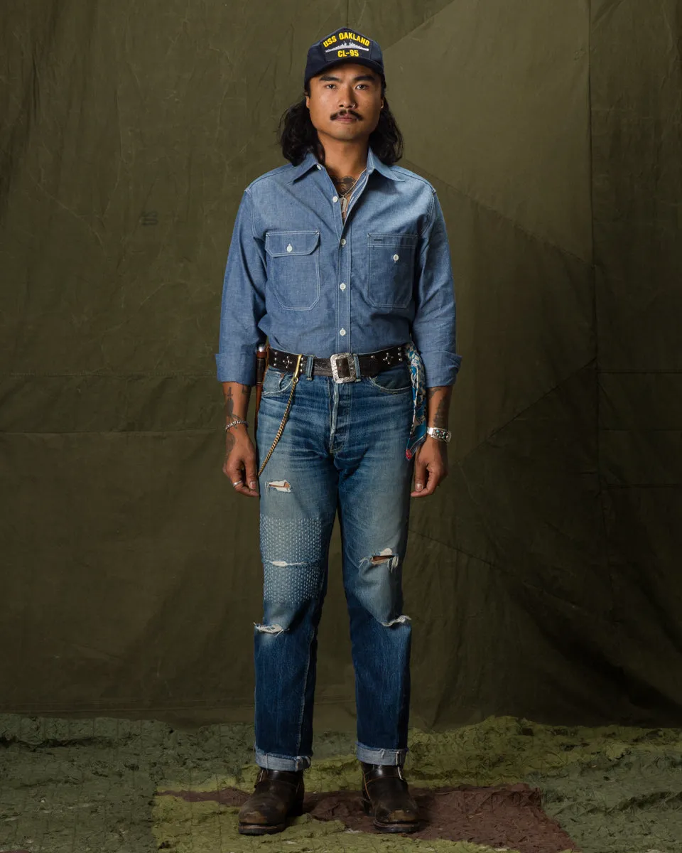 8HU Chambray Serviceman Shirt - Light Blue