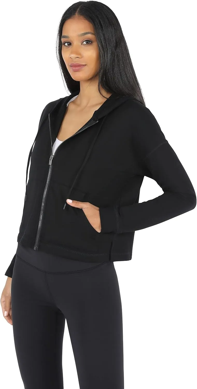 90 Degree By Reflex Womens Full-Zip Fleece Lined Hoodie Sweatshirt Jacket