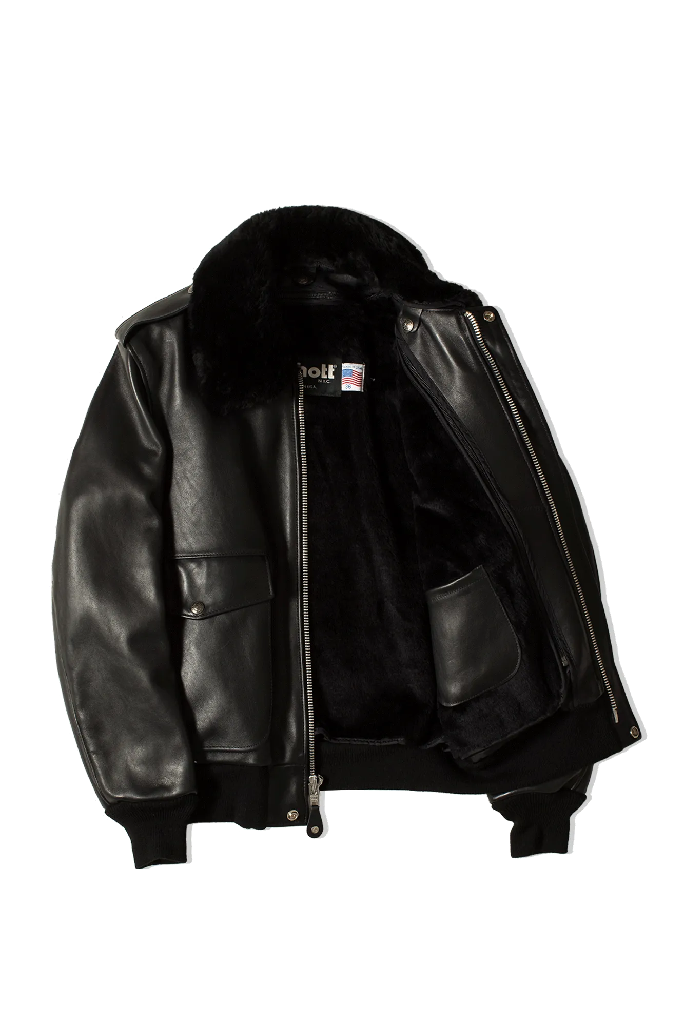 A-2 Naked Cowhide Leather Flight Jacket