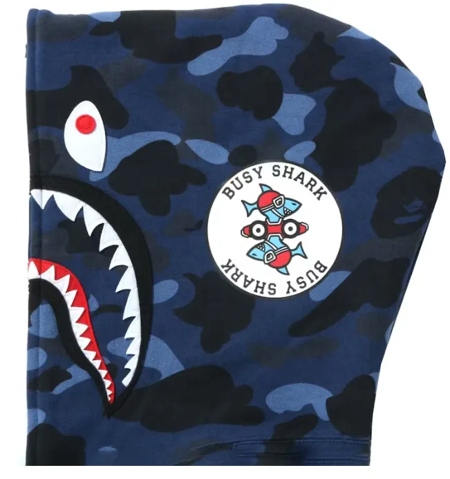 A Bathing Ape BAPE Color Camo Shark Full Zip Hoodie (Navy)