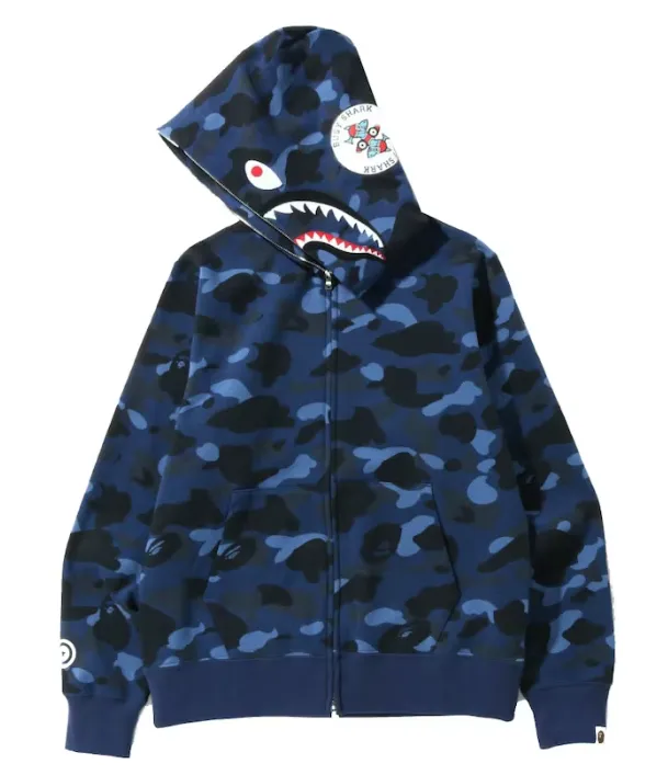 A Bathing Ape BAPE Color Camo Shark Full Zip Hoodie (Navy)