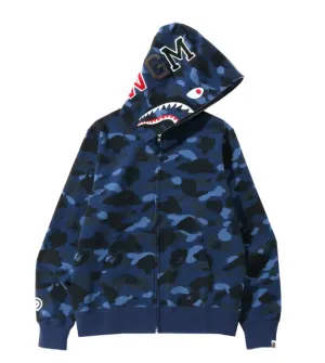 A Bathing Ape BAPE Color Camo Shark Full Zip Hoodie (Navy)
