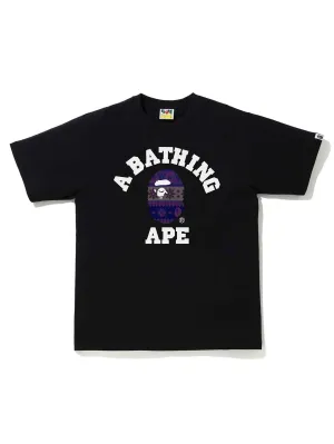 A Bathing Ape Snow Pattern College Tee Black/Purple