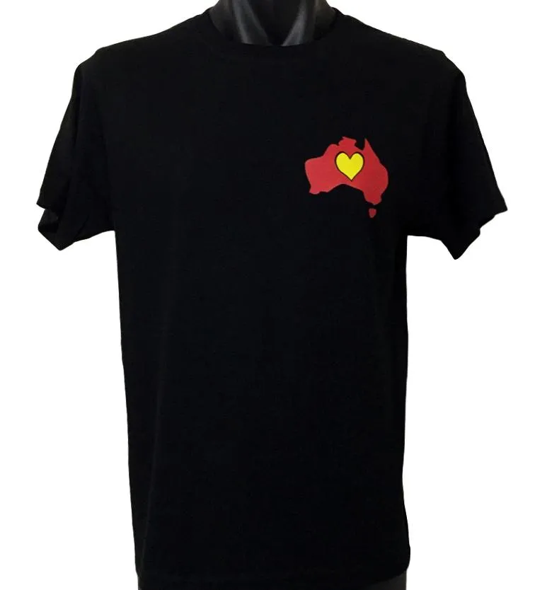 Aboriginal Heart Map Logo Adults T-Shirt (Black)