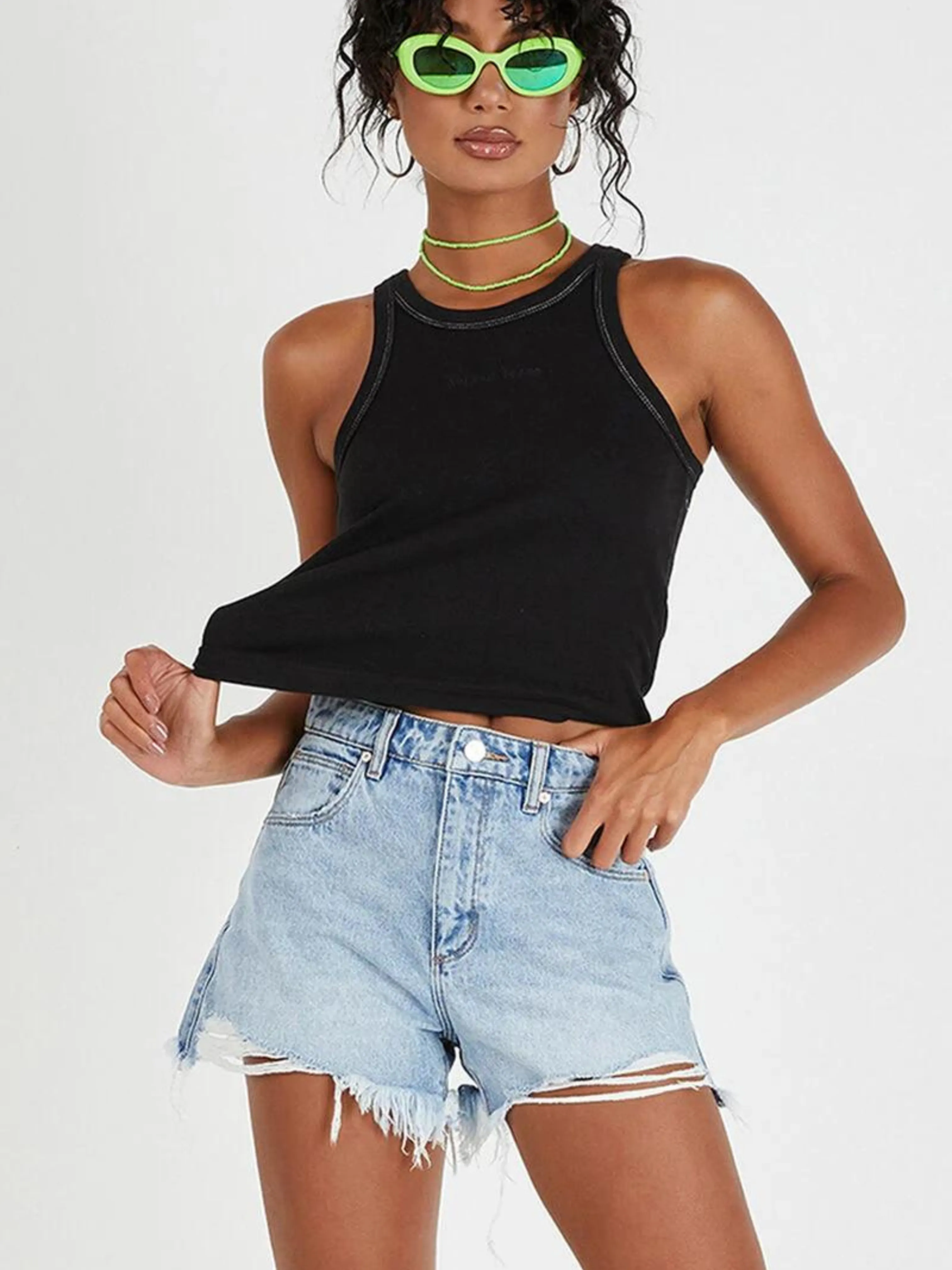 ABRAND VENICE SUZIE RIPPED HIGH RISE DENIM SHORT